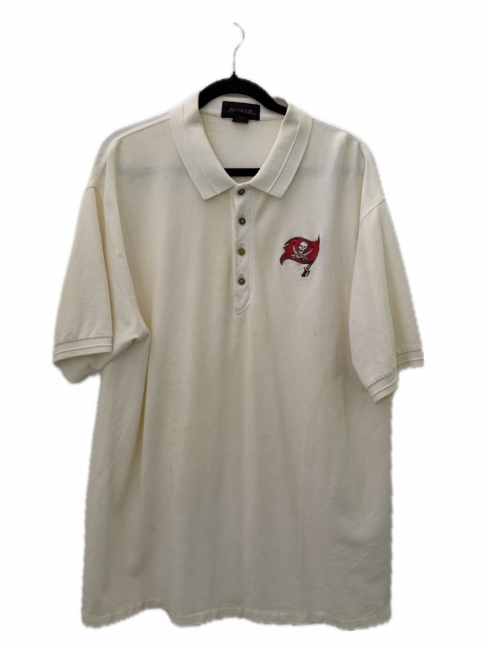 ANTIGUA MENS XL TAMPA BAY BUCCANEERS NFL VINTAGE CREAM PATCH POLO SHIRT